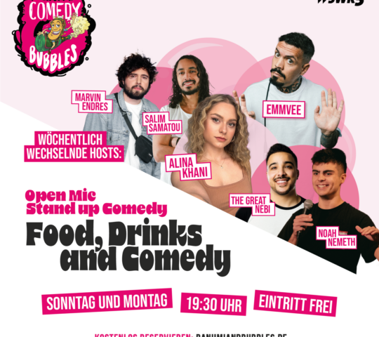 Stand up Comedy com Comida e Bebidas por Comedy Bubbles